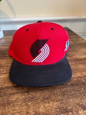 Mitchell & Ness Portland Trail Blazers Red and Black Snapback Hat
